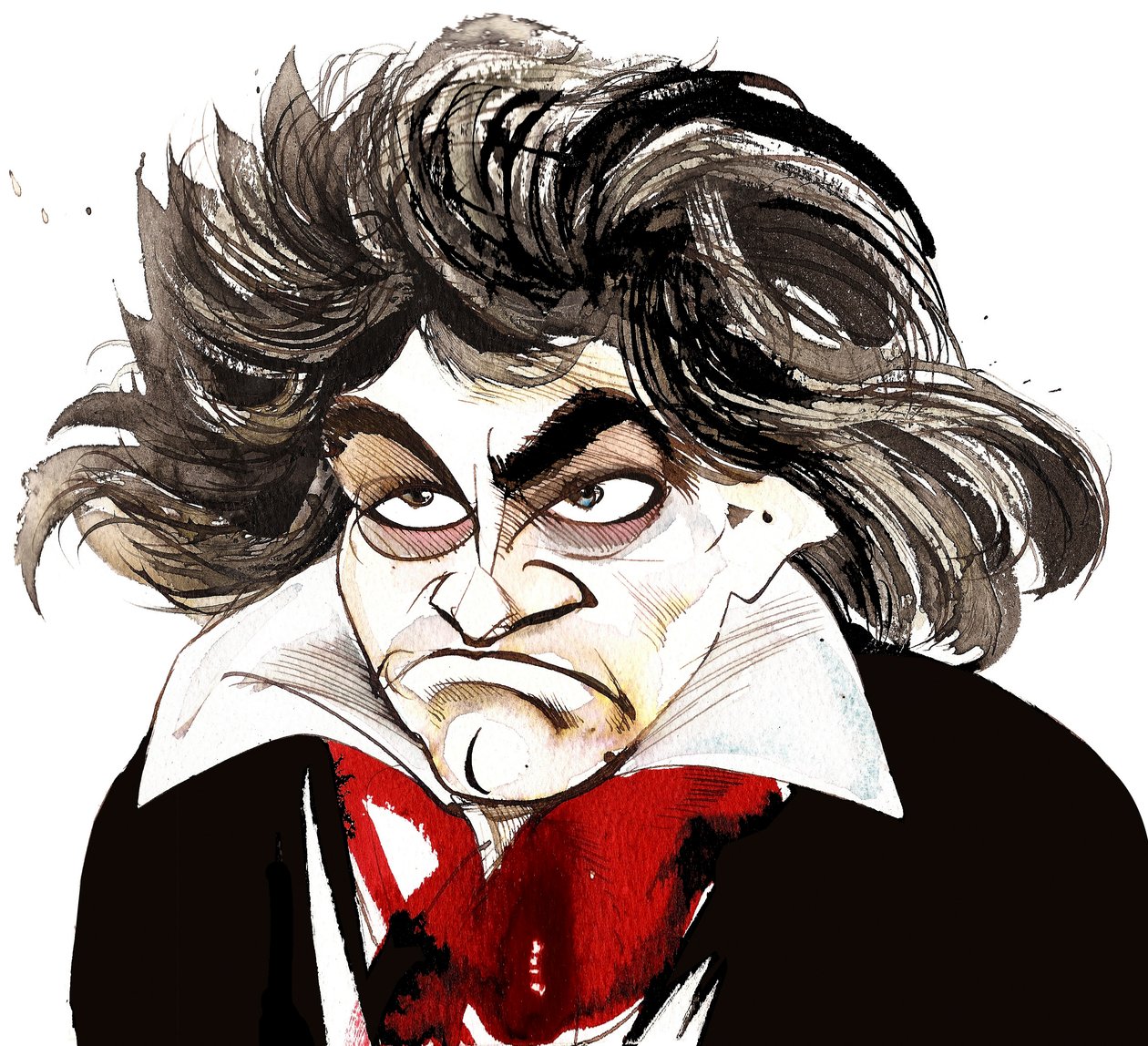 Deutscher Komponist Ludwig van Beethoven (1770-1827); Karikatur von Neale Osborne