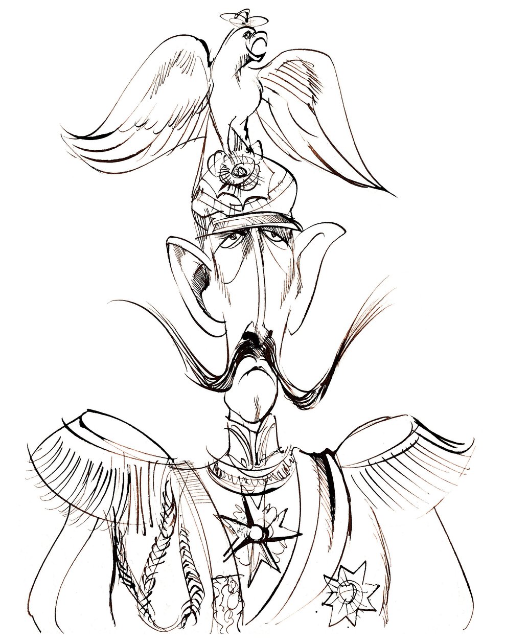 Wilhelm II., Kaiser von Deutschland; König von Preußen (1859-1941); Karikatur mit Adlerhelm von Neale Osborne
