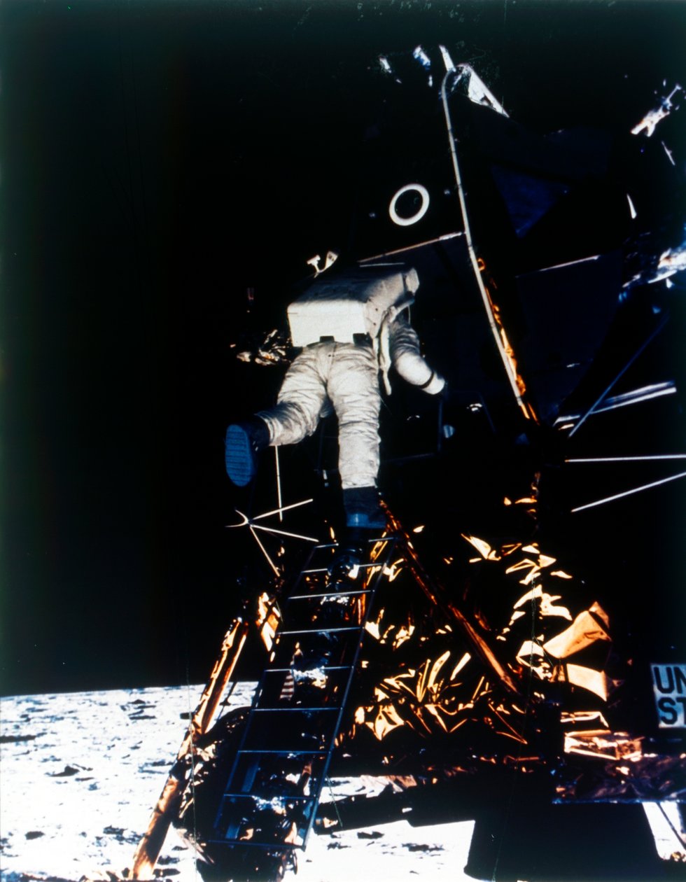 Buzz Aldrin steigt aus dem Lunar-Modul, Apollo II Mission, Juli 1969 von Neil Armstrong