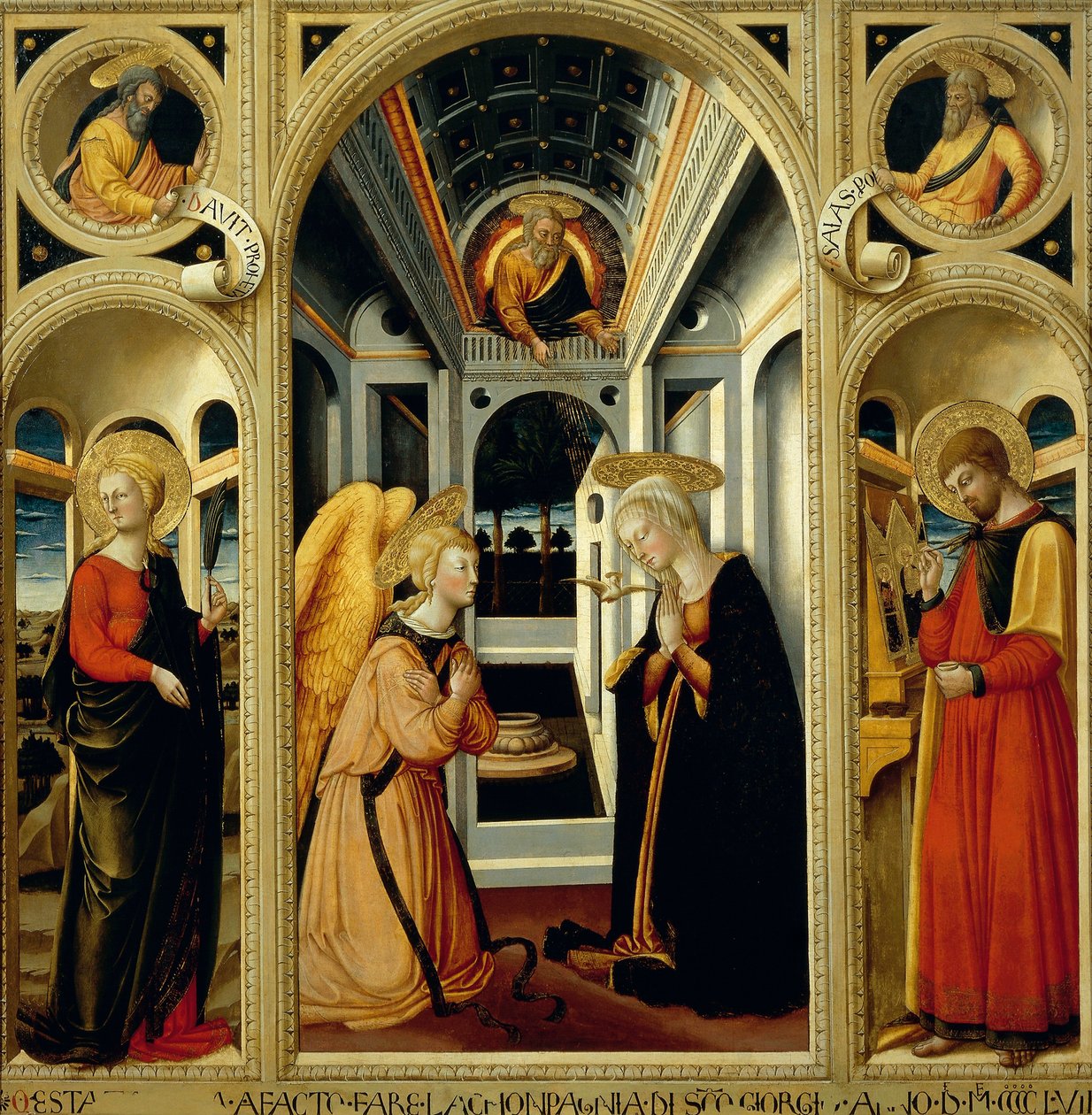 Verkündigung mit St. Apollonia, St. Lukas und den Propheten David und Jesaja von Neri di Bicci