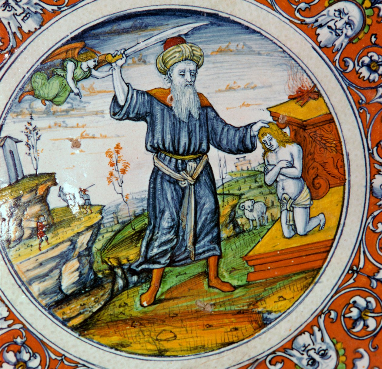 Schale mit der Darstellung der Opferung Isaaks, 16. Jahrhundert von Nessus Painter