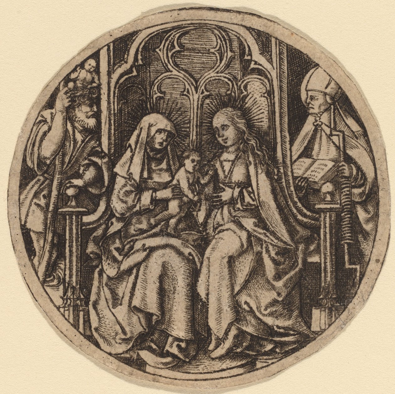 Madonna mit Kind und den Heiligen Christophorus und Erasmus von Netherlandish 15th Century