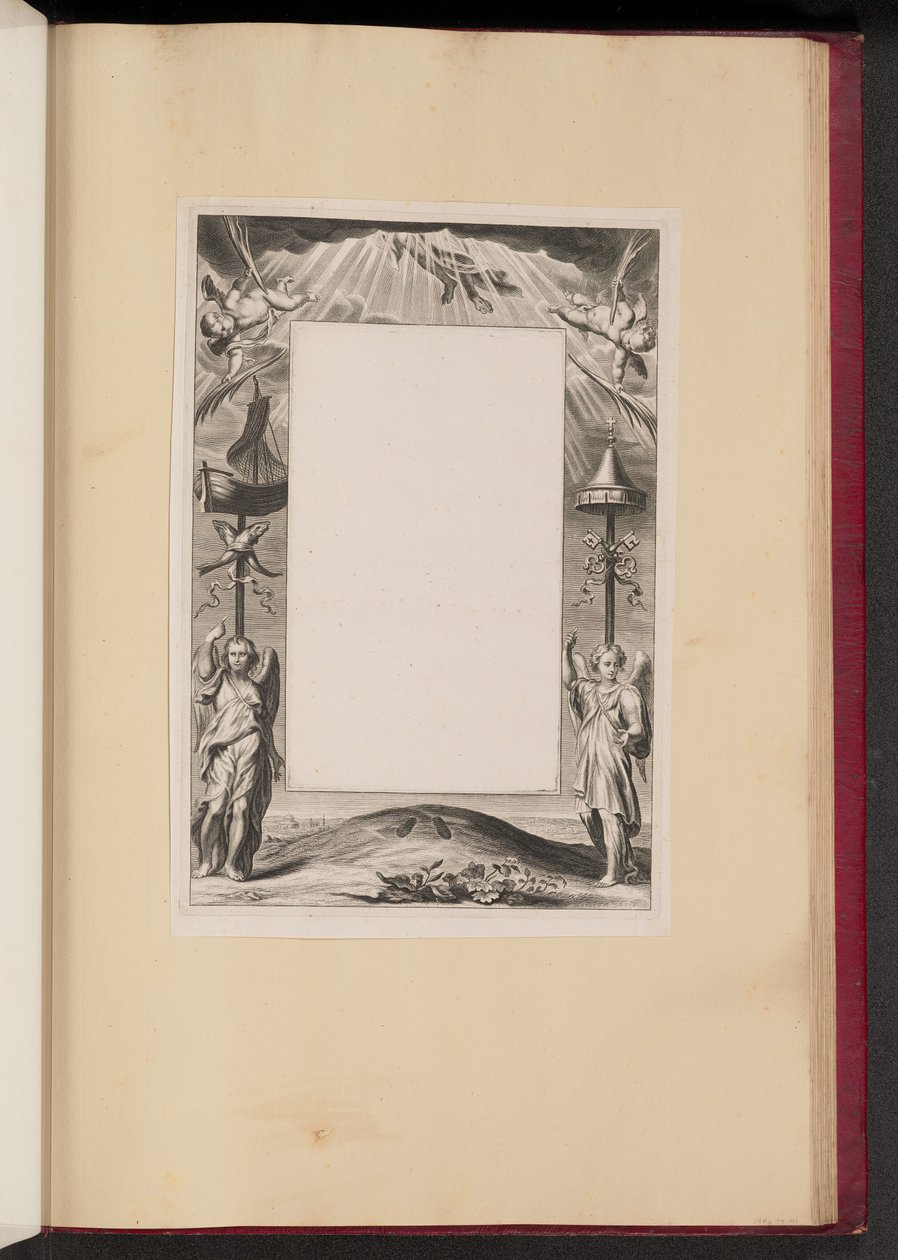 Randillustration mit der Himmelfahrt Christi, Schlüsseln und Fischen von Netherlandish 17th Century