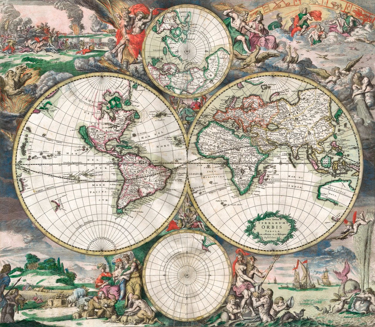 Antike niederländische Weltkarte von Netherlandish School