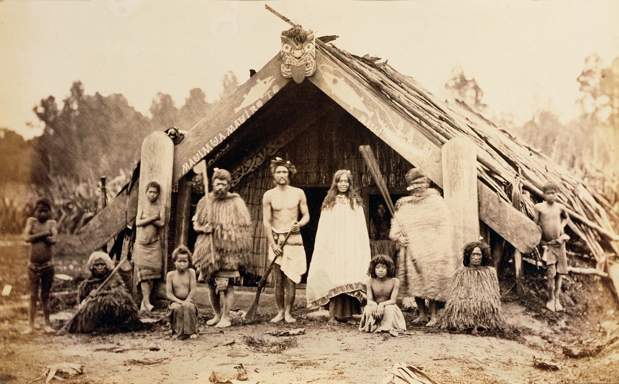 Maori-Familie, Neuseeland, ca. 1880er Jahre von New Zealander Photographer
