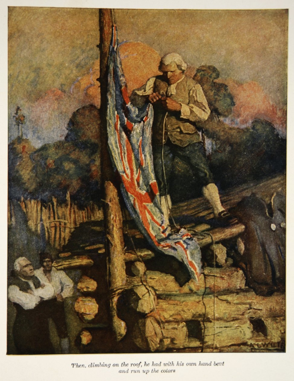 Als er auf das Dach kletterte, hatte er eigenhändig die Farben gehisst, eine Illustration aus 
