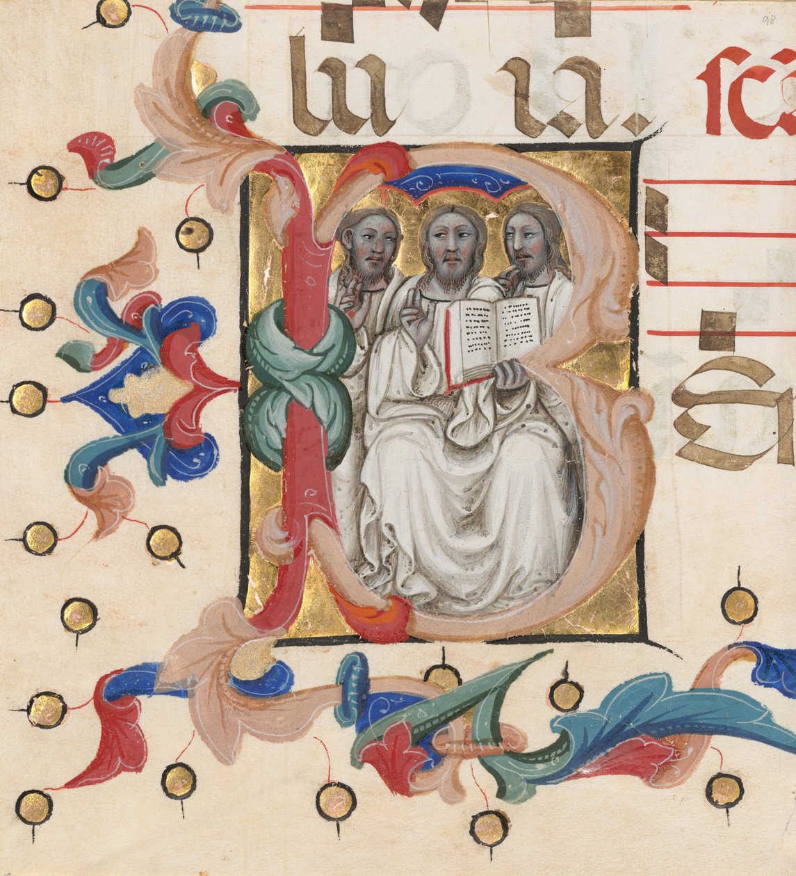Initiale B: Die Dreifaltigkeit von Niccolò di Giacomo da Bologna