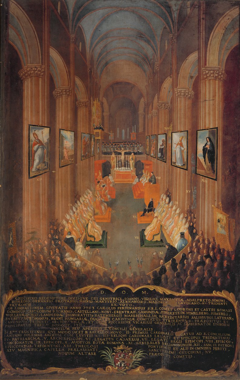 Eröffnungssitzung des Konzils von Trient im Jahr 1545, 1545 von Niccolo Dorigati