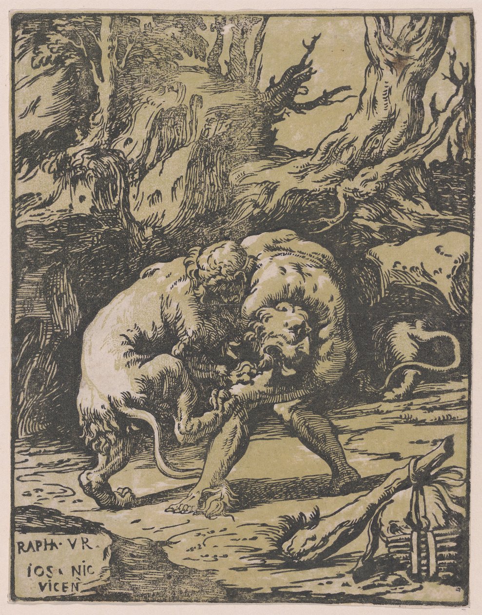 Herkules und der nemeische Löwe, 1540-50 von Niccolo Vicentino