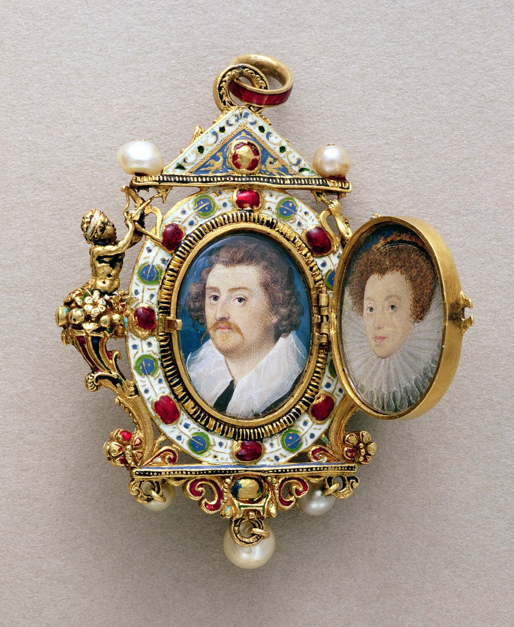 Porträts eines unbekannten Mannes und einer unbekannten Frau, ca. 1590 von Nicholas Hilliard