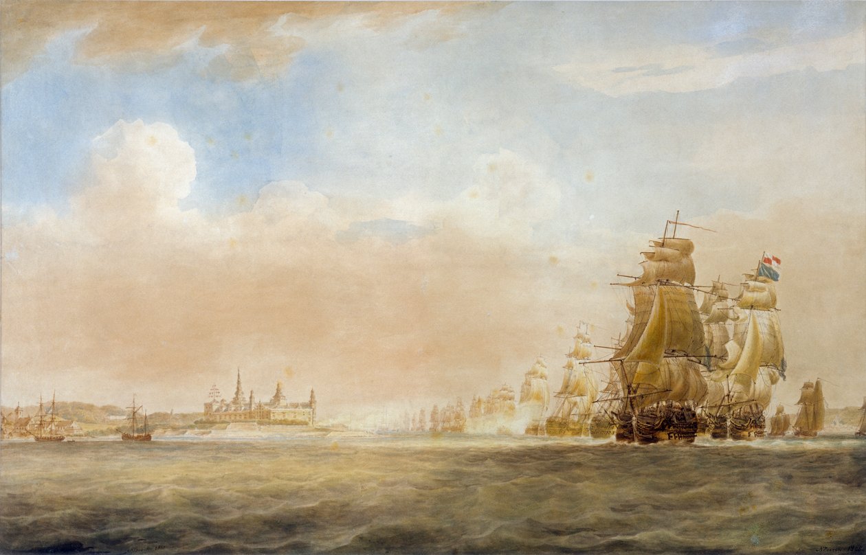 Die britische Flotte vor Schloss Kronborg, Helsingör, 28. März 1801 [vor der Schlacht von Kopenhagen] von Nicholas Pocock