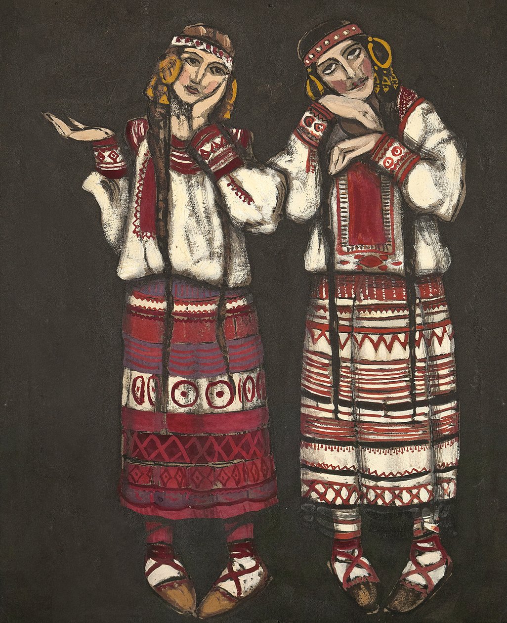 Kostümentwurf für das Ballett Le Sacre du Printemps von I. Stravinski, 1930 von Nikolai Konstantinowitsch Roerich