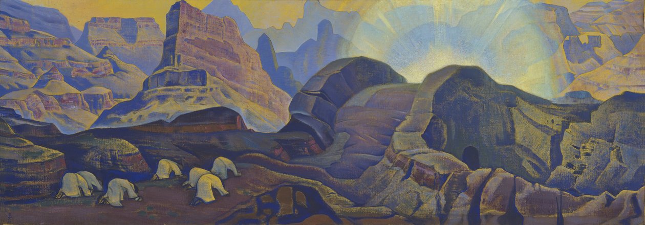 Das Wunder (aus der Serie Messias) von Nicholas Roerich (1874-1947). Tempera auf Leinwand von Nicholas Roerich