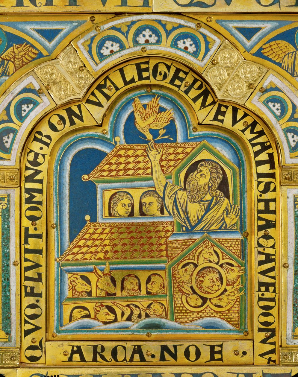 Noahs Arche und die Ankunft der Taube, Verduner Altar von Nicholas of Verdun