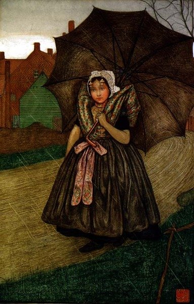 Niederländisches Mädchen im Regen von Nico Jungmann