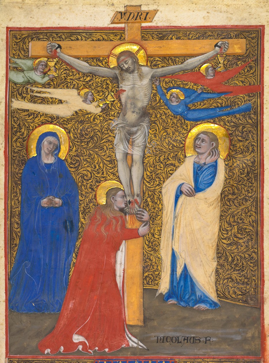 Einzelblatt aus einem Messbuch: Die Kreuzigung, ca. 1390 von Nicolò da Bologna