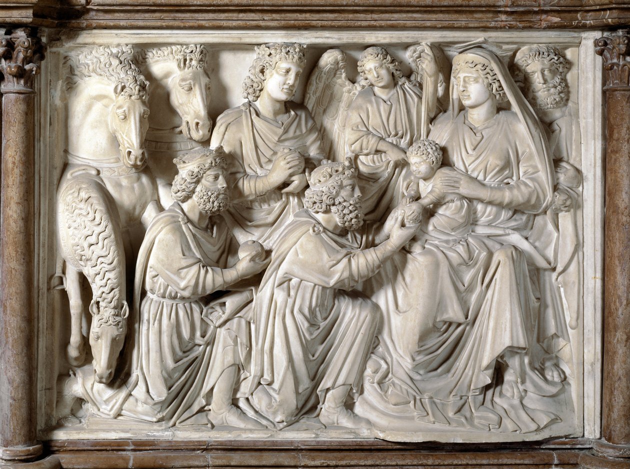 Anbetung der Heiligen Drei Könige Stuhl von Nicola Pisano (1215/20-1278/84) (Marmor-Kanzel) 1260 Baptisterium San Giovanni in Pisa, Italien von Nicola Pisano
