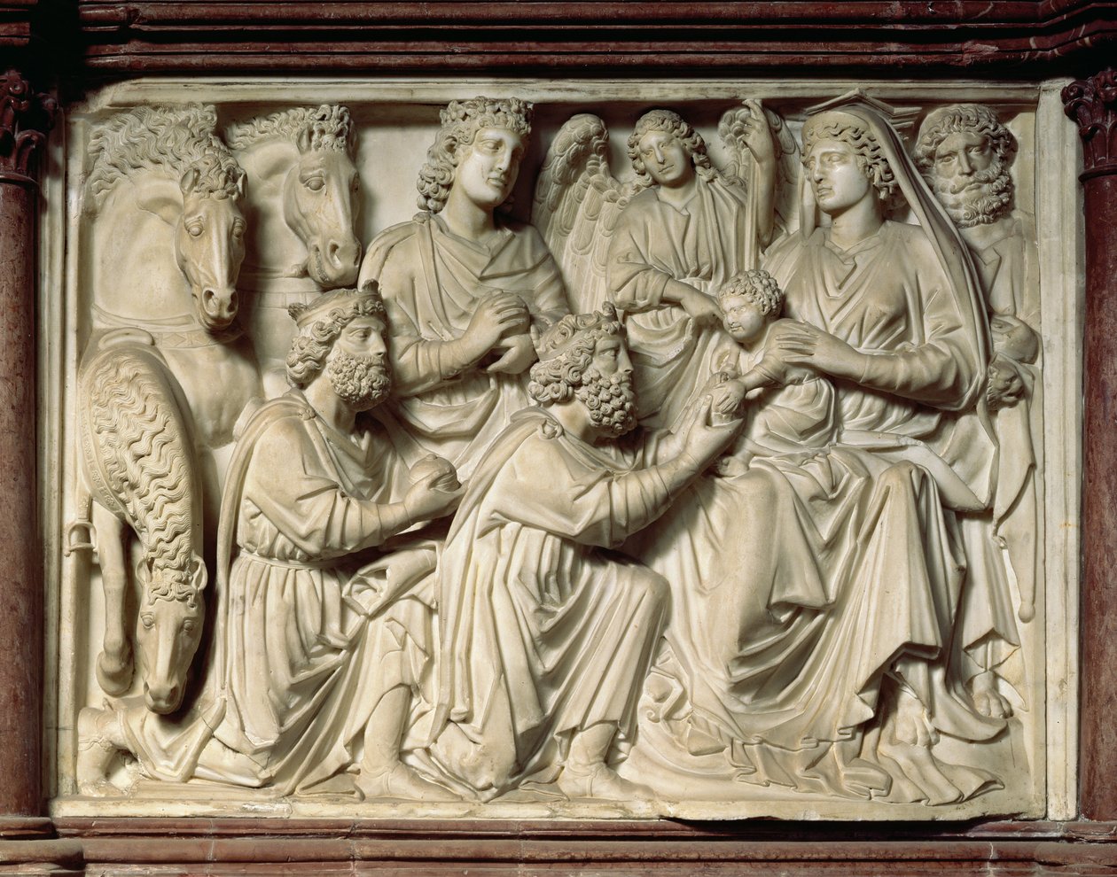Relief der Anbetung der Heiligen Drei Könige vom Kanzel, 1260 von Nicola Pisano