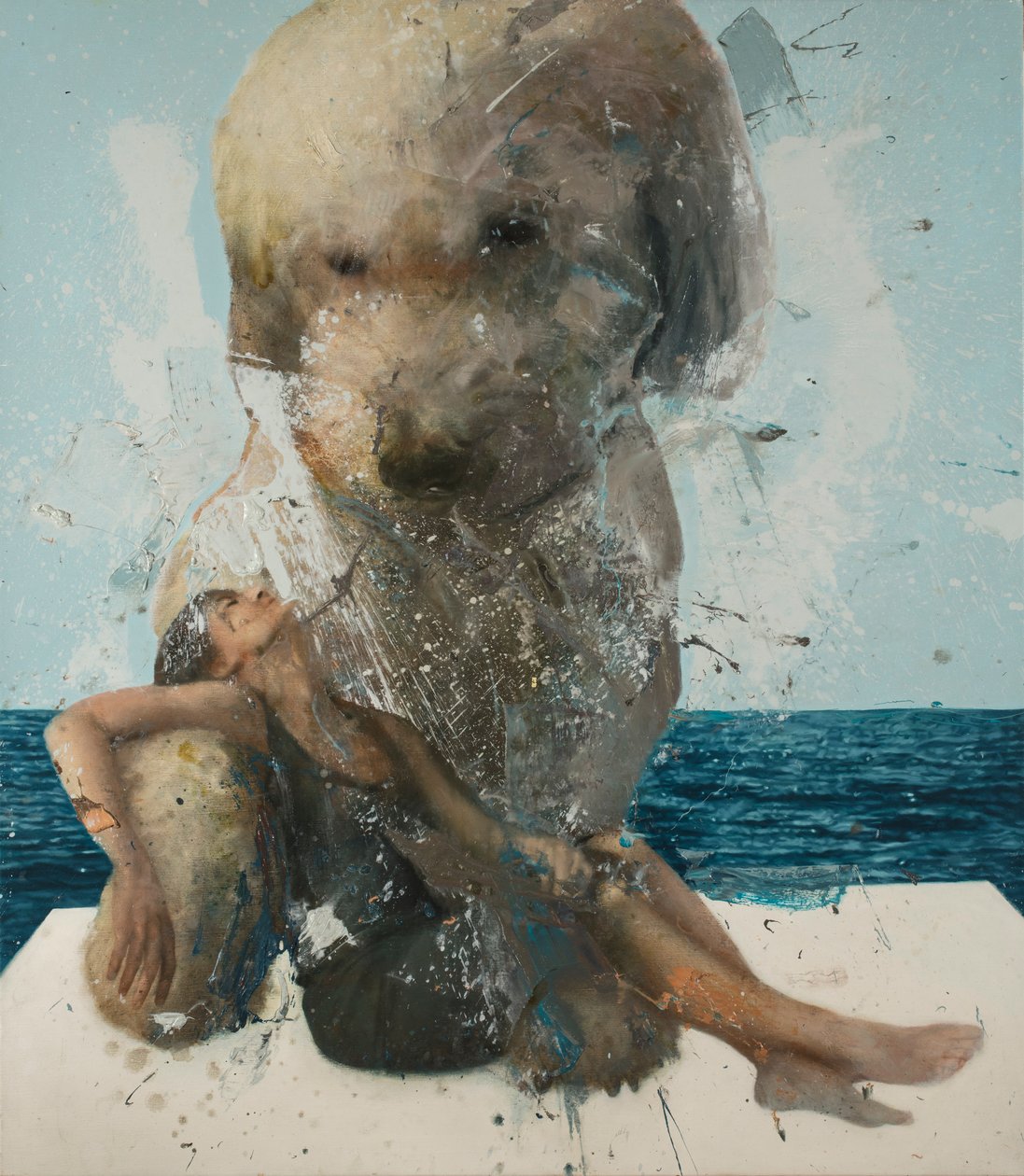 Frau mit Hund und Meer, 2019 von Nicola Pucci