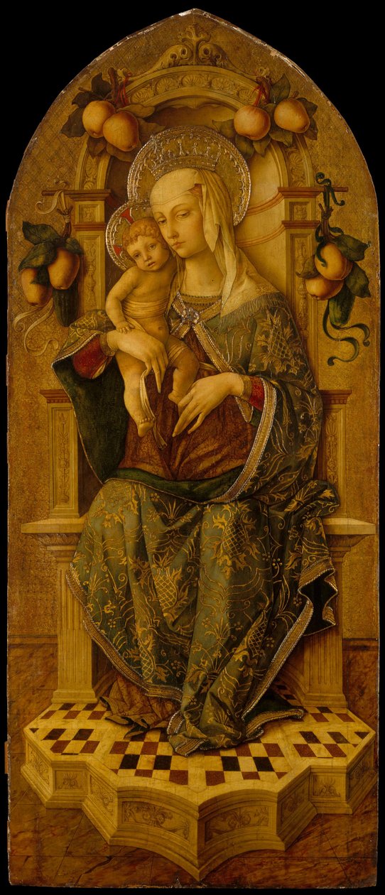 Madonna mit Kind auf dem Thron, ca. 1475-90 (Tempera auf Holz, Goldgrund) von Nicola de Maestro Antonio