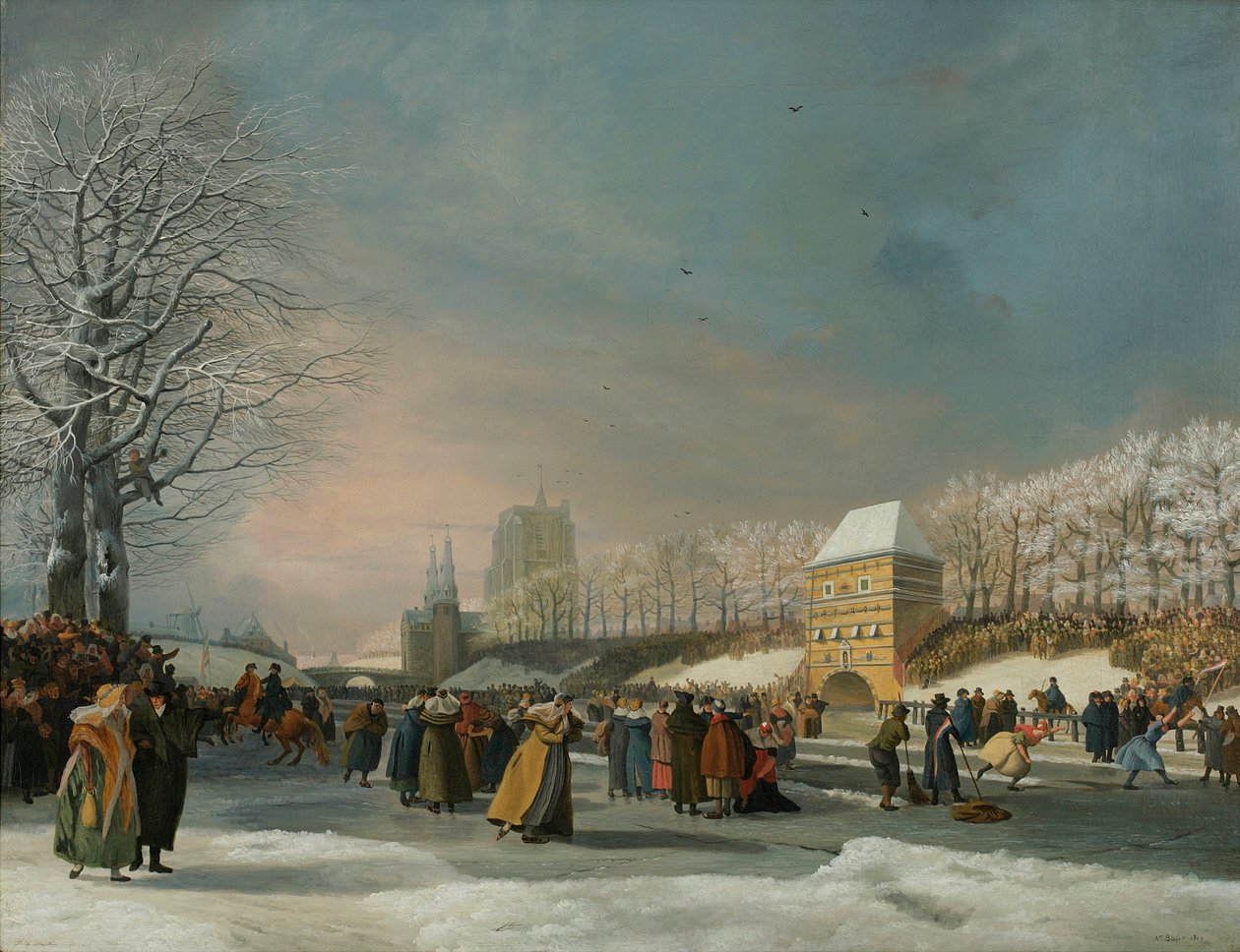 Das Frauen-Schnelllaufrennen auf dem Westersingel in Leeuwarden, 21. Januar 1809 von Nicolaas Baur