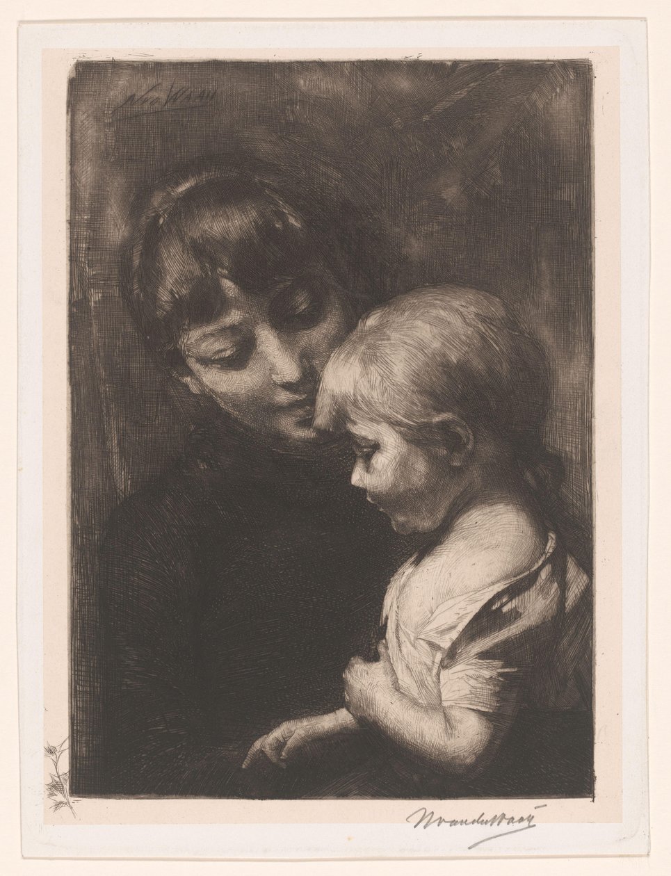 Frau mit Kind von Nicolaas van der Waay (signed by artist)
