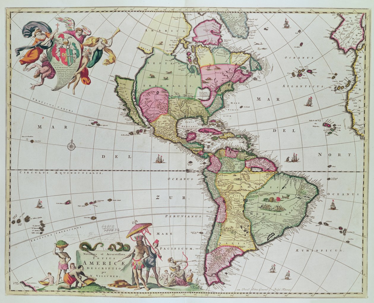Novissima et Accuratissima Totius Americae Descriptio per N. Visscher, 1648 von Nicolaes Jansz Visscher