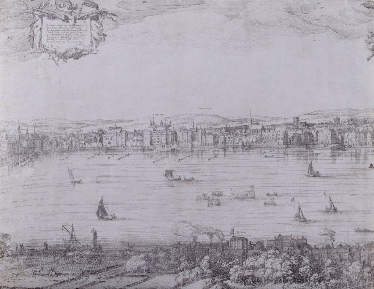 Panorama von London und der Themse, Teil eins von Whitehall bis Blackfriars, ca. 1600 von Nicolaes Jansz Visscher