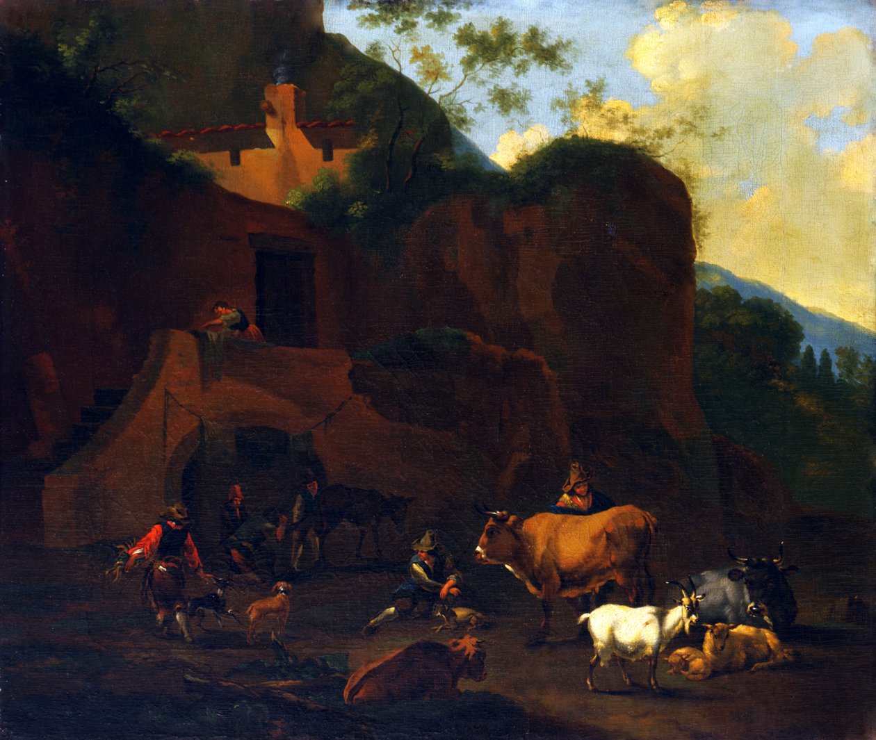 Bauern und Vieh, 17. Jahrhundert von Nicolaes Berchem