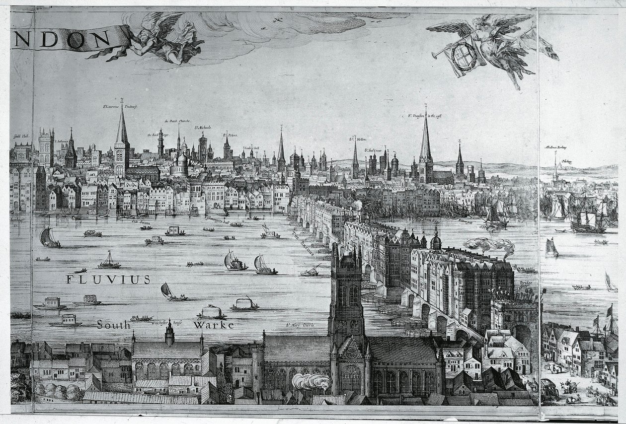 Ansicht der Stadt London mit der London Bridge, England, UK von Nicolaes Jansz (1586 1652) Visscher