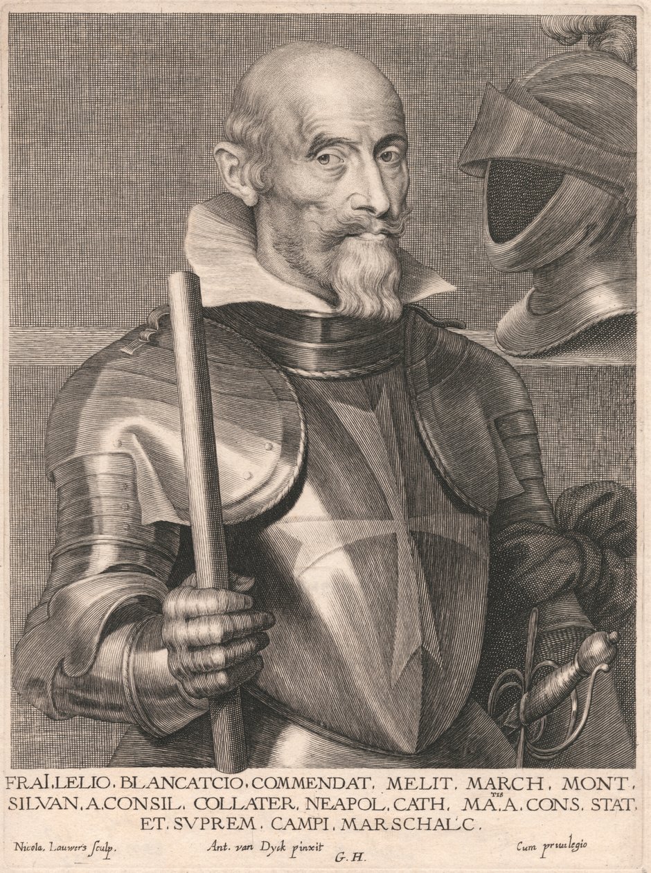 Frai.Lelio. Blancatcio. Commendat, Melit. March. Mont. Silvan. a.Consil. Collater. Neapol. Cath. Matis. a. Cons. Stat. et. Suprem. Campi. Arcschalc. von Nicolaes Lauwers