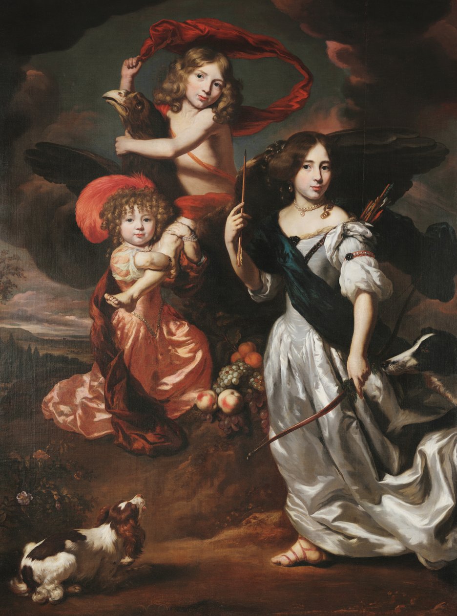Porträt von drei Kindern als Ceres, Ganymed und Diana von Nicolaes Maes