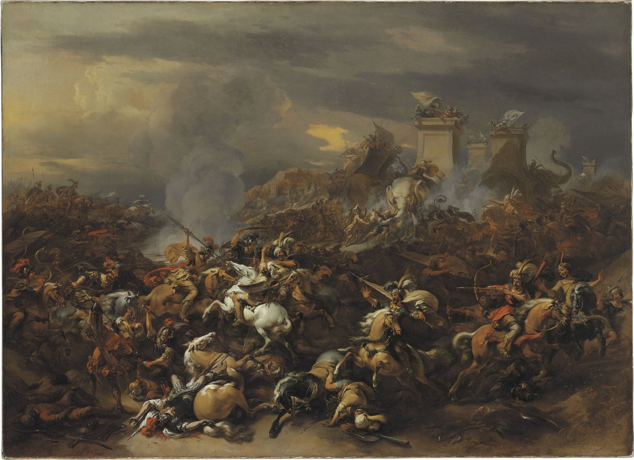 Alexander der Große kämpft gegen Porus von Indien von Nicolaes Pietersz. Berchem