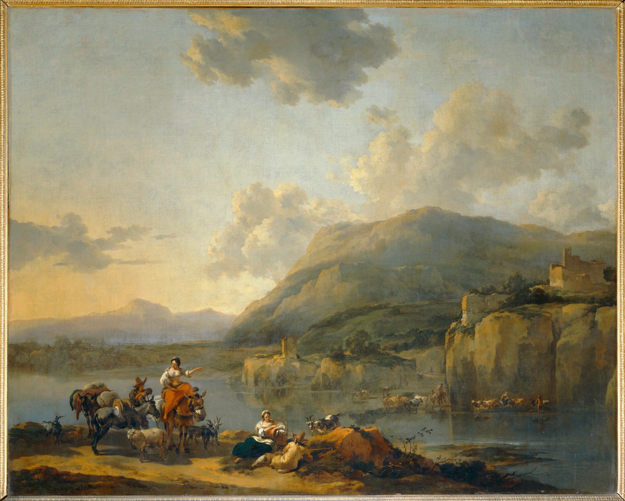 Maultiertreiberin an einer Furt von Nicolaes Pietersz. Berchem