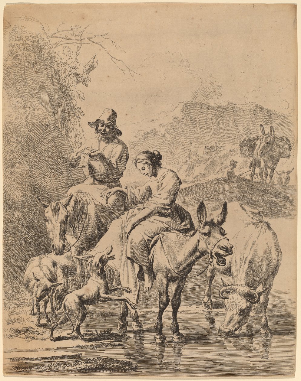 Hirtin auf einem Esel von Nicolaes Pietersz Berchem