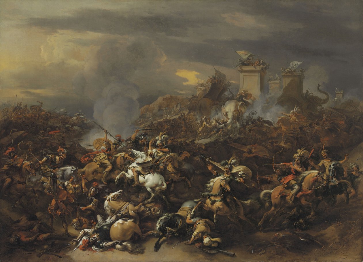 Die Schlacht von Alexander dem Großen gegen König Porus von Nicolaes Pietersz. Berchem