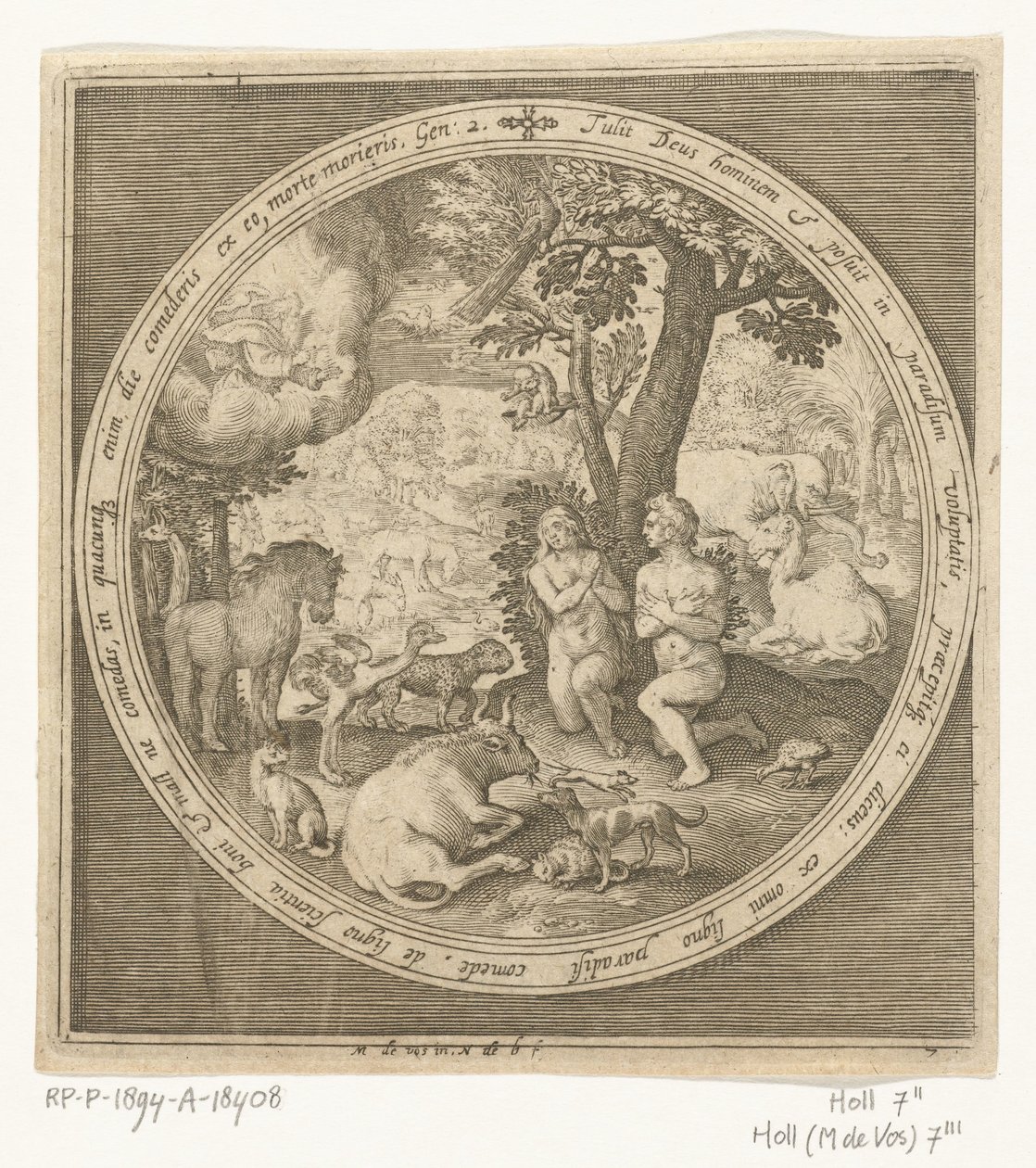 Adam und Eva im Paradies (Von der Schöpfung bis zur Vertreibung aus dem Paradies, Serie) von Nicolaes de Bruyn