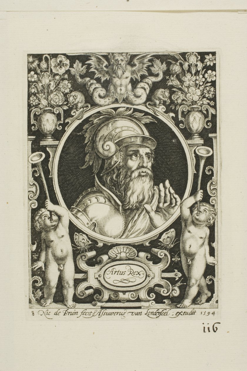 König Artus, Tafel acht aus Die Neun Würdigen von Nicolaes de Bruyn