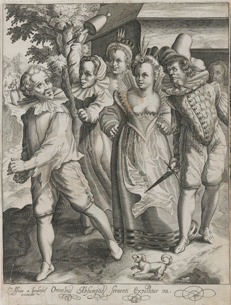 Der verlorene Sohn wird aus einer Taverne vertrieben, Platte 4 aus Die Geschichte des verlorenen Sohnes von Nicolaes de Bruyn
