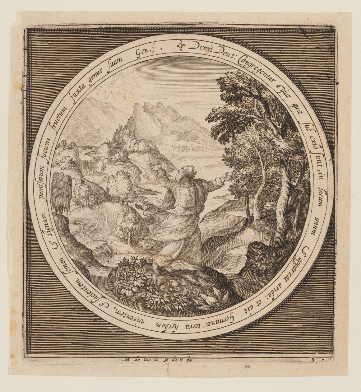 Dritter Tag: Die Erschaffung von Land und Vegetation, aus Die Schöpfung bis zur Vertreibung aus dem Paradies von Nicolaes de Bruyn