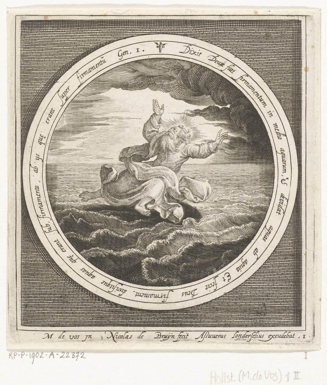 Zweiter Tag der Schöpfung: Gott trennt die Wasser in Himmel und Meer von Nicolaes de Bruyn