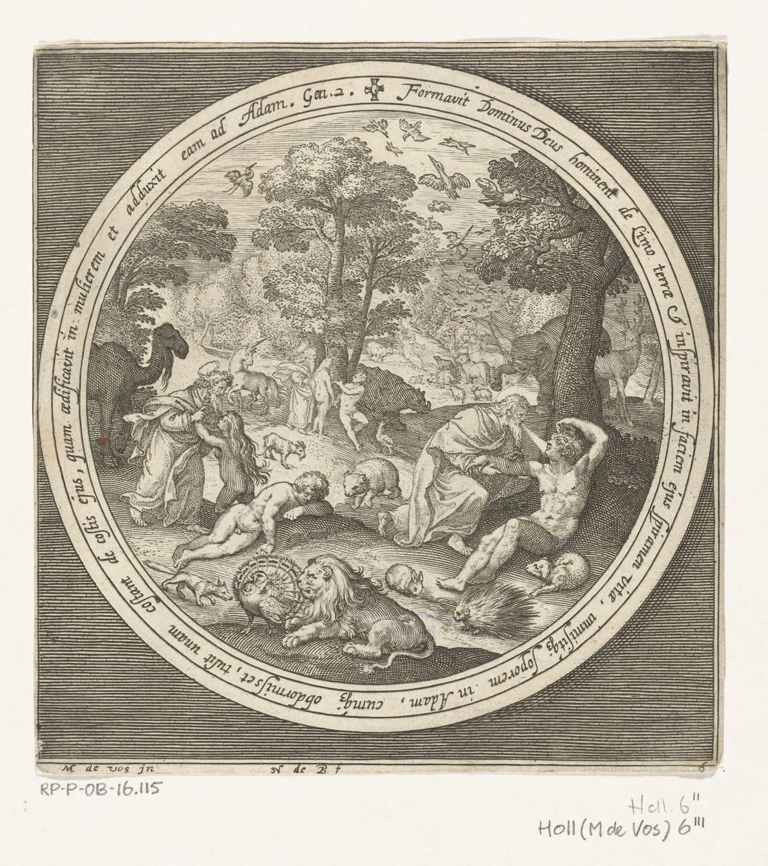 Sechster Tag der Schöpfung: Gott erschafft die Tiere und Adam und Eva Von der Schöpfung bis zur Vertreibung aus dem Paradies (Serientitel) von Nicolaes de Bruyn