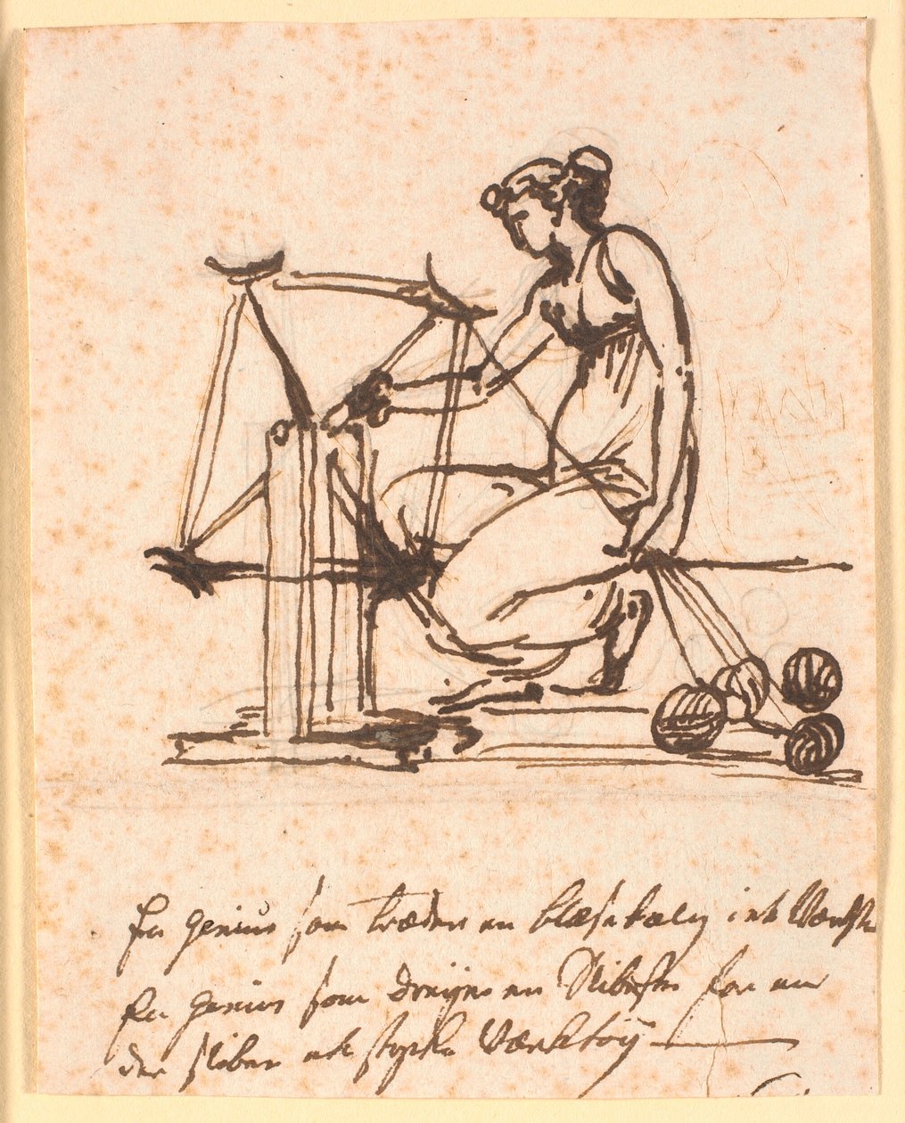 Eine Frau, die Garn auf einer Spindel spinnt von Nicolai Abildgaard