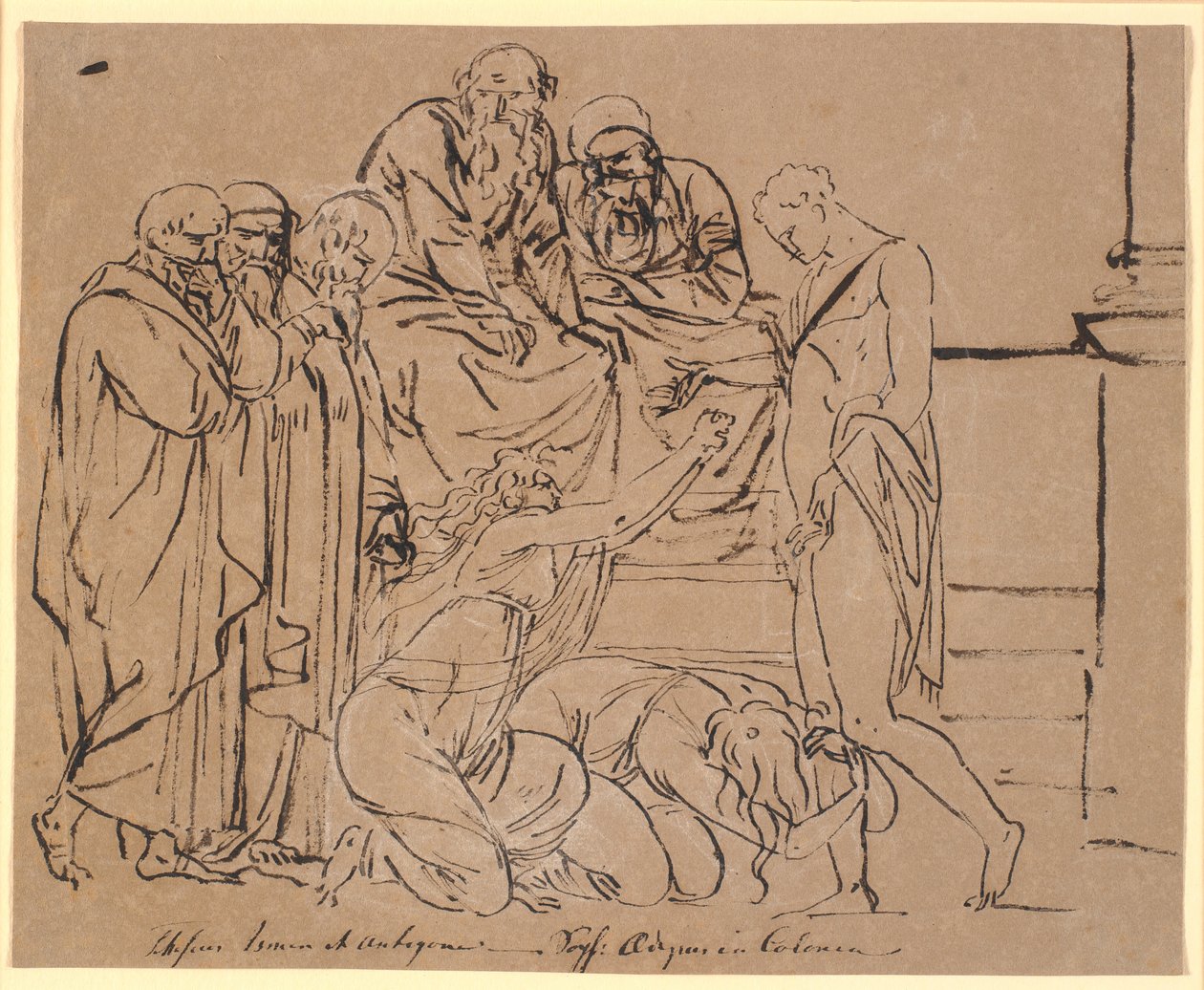 Theseus wird von Ismene und Antigone angefleht. Nach Sophokles von Nicolai Abildgaard
