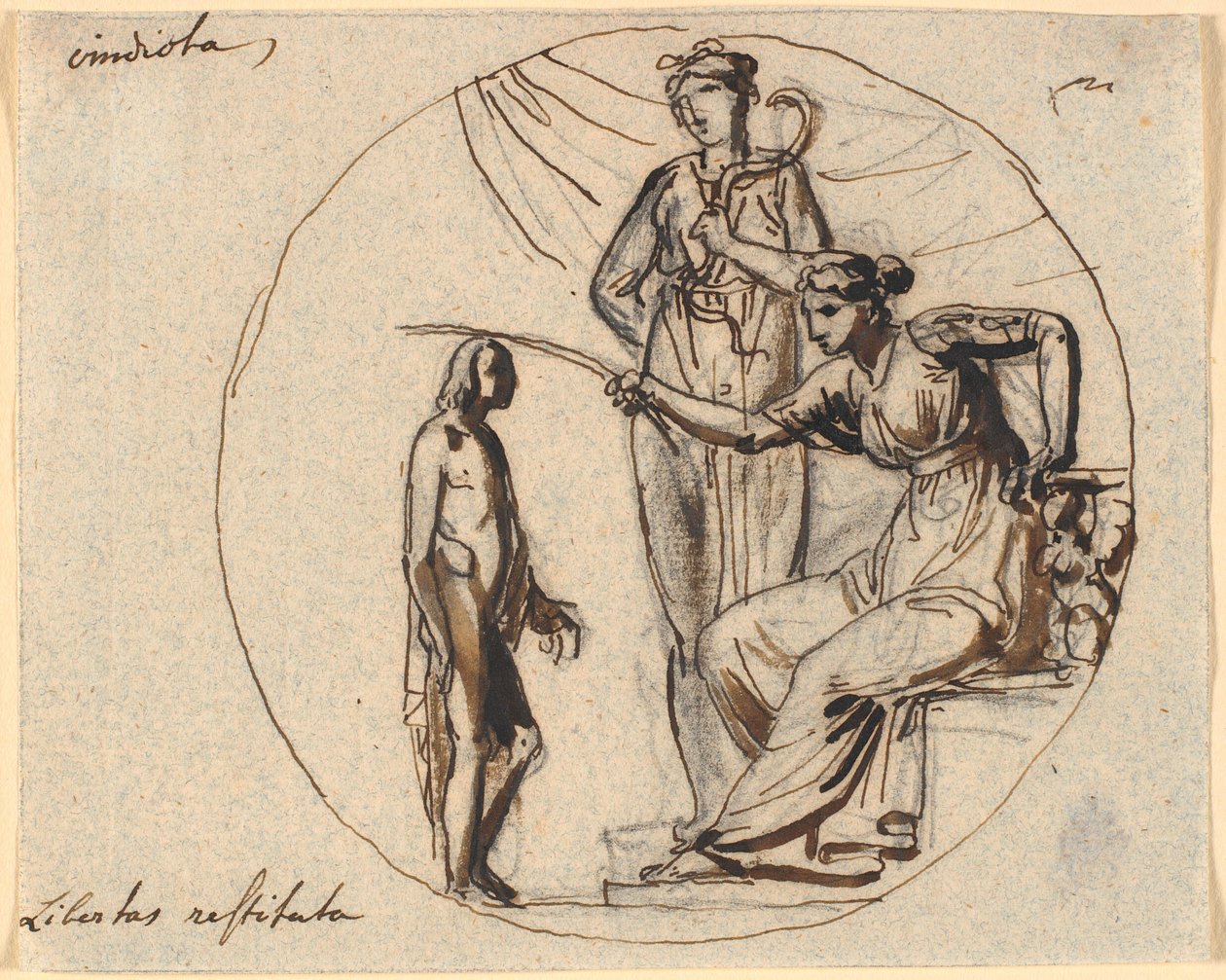 Entwurf für drei Figuren für das Befreiungsrelief am Freiheitsdenkmal von Nicolai Abildgaard