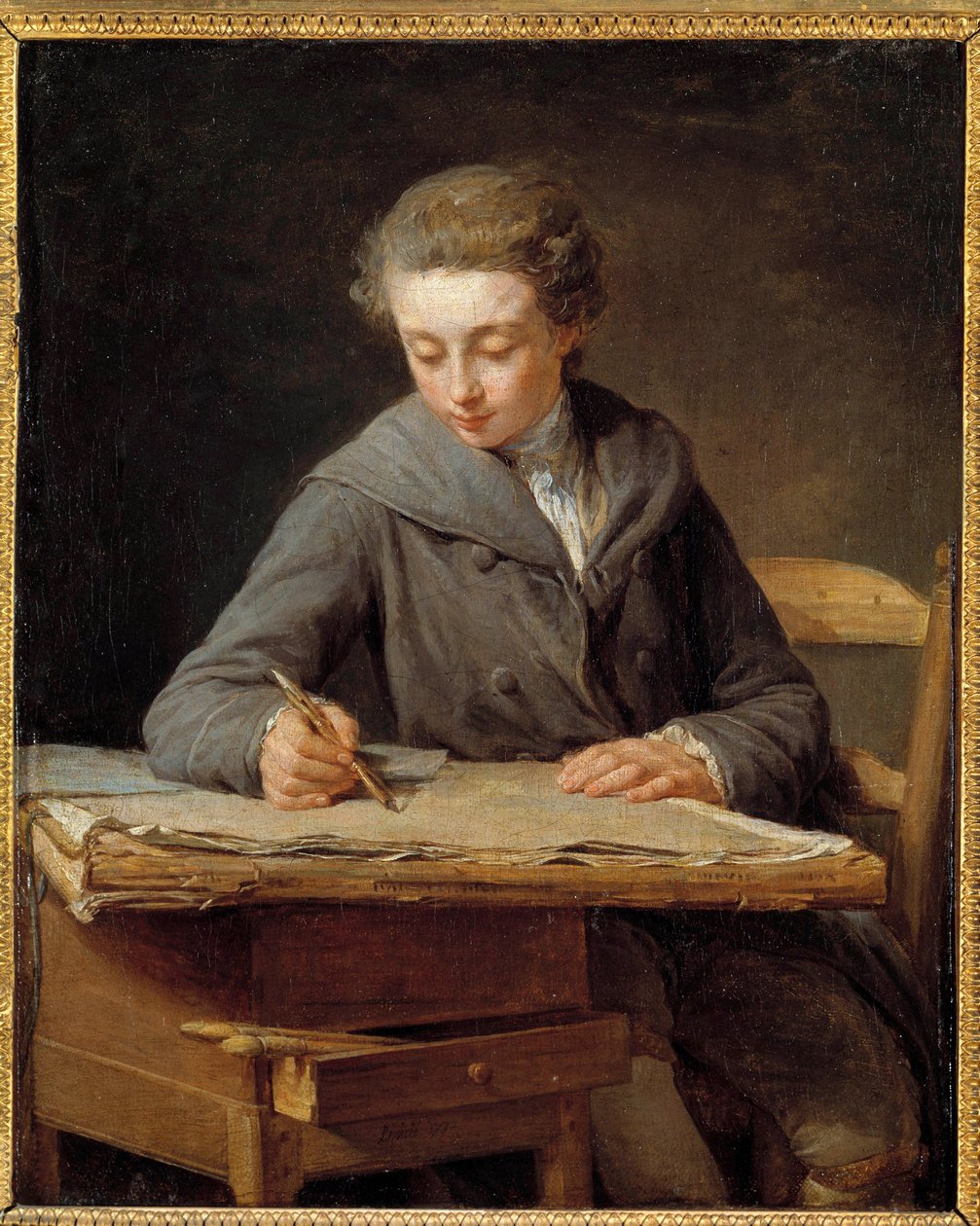 Der kleine Zeichner: Porträt von Carle Vernet im Alter von 14 Jahren. Carle Vernet, französischer Maler (1758-1836), aufgezogen von dem Autor dieses Gemäldes, Nicolas Bernard Lepicie (1735-1784). Öl auf Leinwand von Nicolas Bernard Lepicie