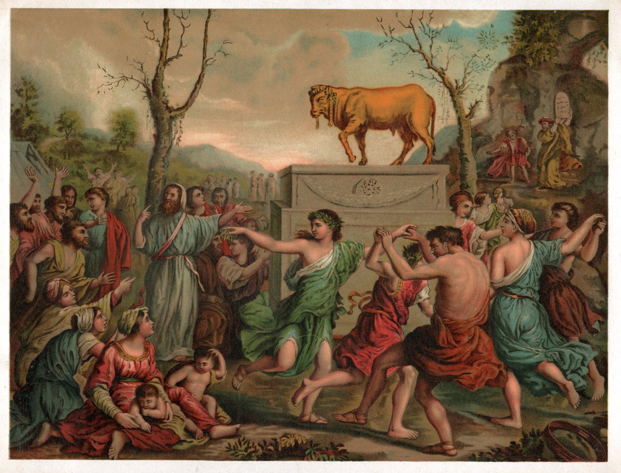Anbetung des goldenen Kalbs von Nicolas (after) Poussin