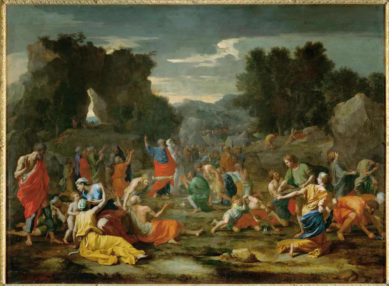 Die Israeliten sammeln Manna in der Wüste von Nicolas (attr.to) Poussin