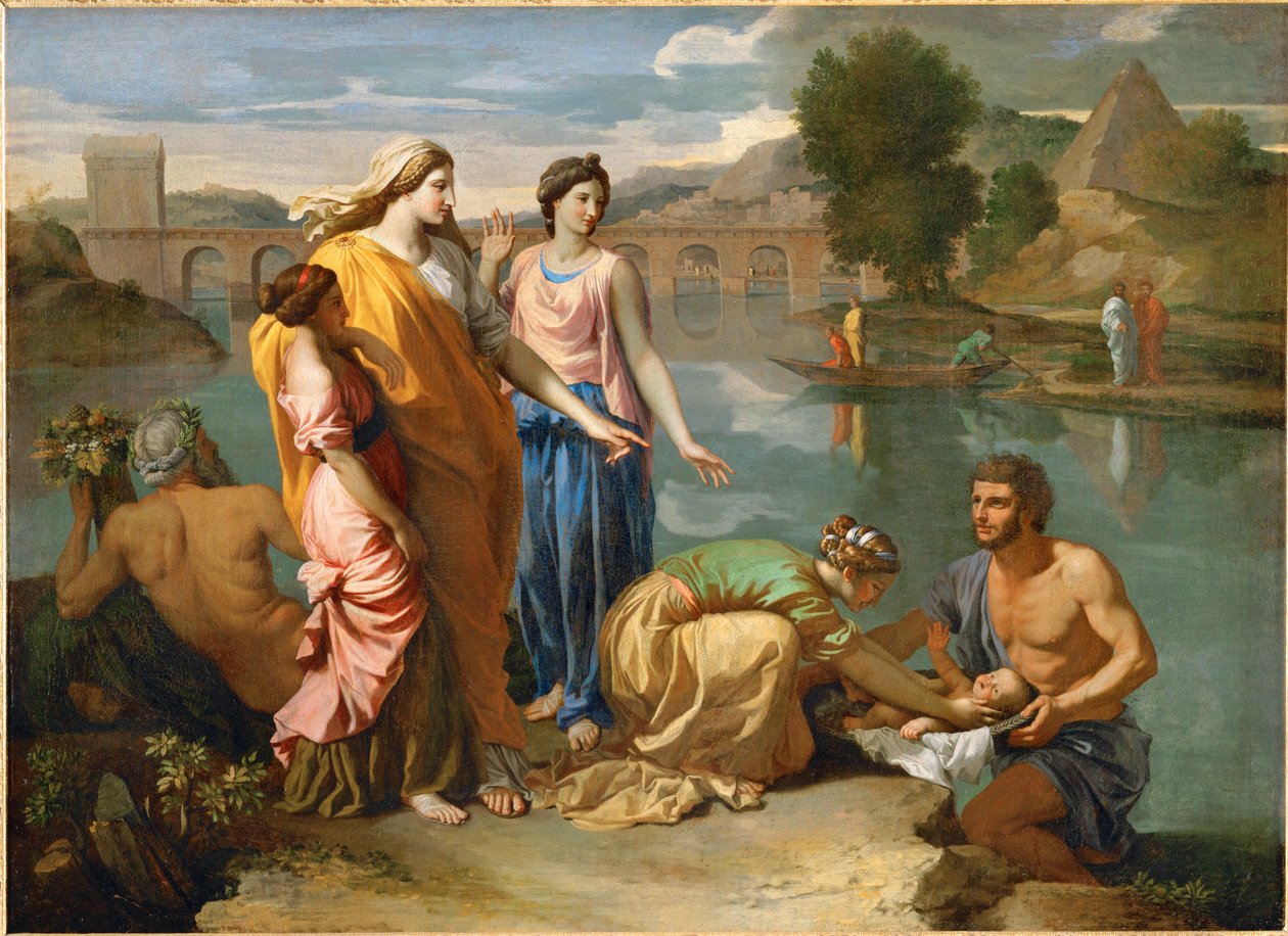 Moses, gerettet aus den Fluten des Nils von der Tochter des Pharao von Nicolas (attr.to) Poussin