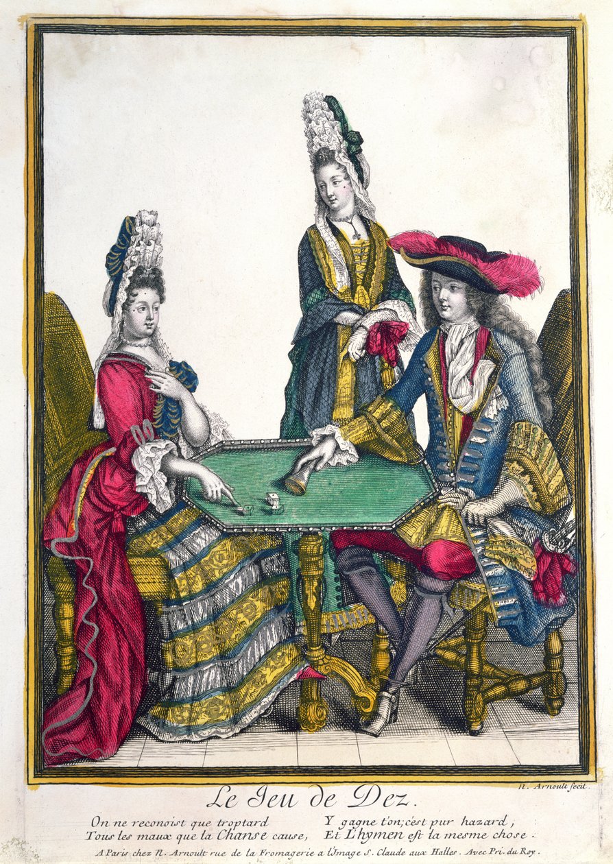 Das Würfelspiel, Ende des 17. Jahrhunderts von Nicolas Arnoult
